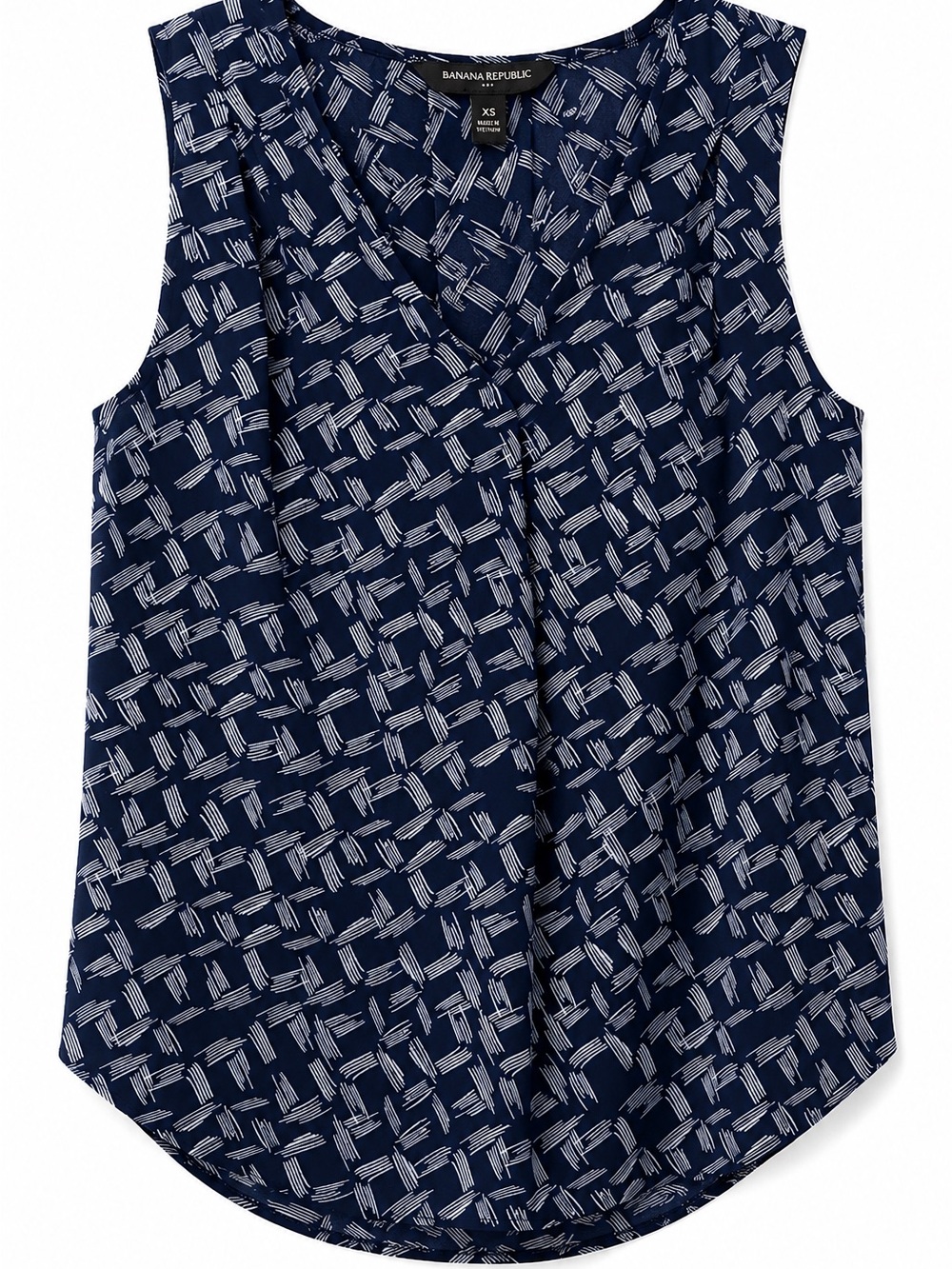 Banana Republic Navy Print Sleeveless V-Neck Blouse XS